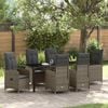 vidaXL Garten Essgruppe mit Kissen 7 pcs Grau Poly-Rattan