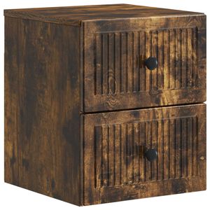 vidaXL Wandmontierter Nachttisch Ger&auml;ucherte Eiche 33 x 34,5 x 40 cm