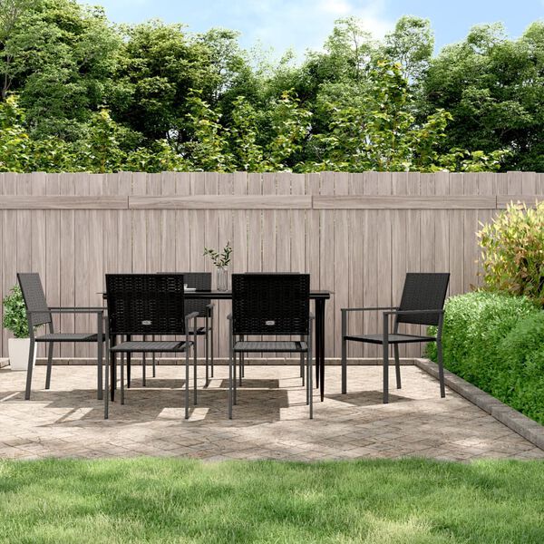 vidaXL 7-tlg. Garten-Essgruppe Poly Rattan und Stahl