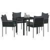 vidaXL Garten Essgruppe 5 pcs Schwarz und Grau PE-Rattan