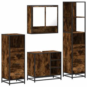 vidaXL 4-tlg. Badm&ouml;bel-Set R&auml;uchereiche Holzwerkstoff