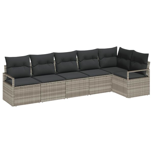 vidaXL Sofa Set 6 pcs Hellgrau Poly-Rattan