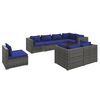 vidaXL 8-tlg. Garten-Lounge-Set mit Kissen Poly Rattan Grau