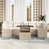 vidaXL Garten-Sofa-Set mit Kissen mit Speicher 8 pcs Beige Poly Rattan