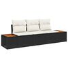 vidaXL Garten-Sofa-Set mit Kissen 3 pcs Schwarz und Creme Poly Rattan