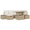 vidaXL Garten-Sofa-Set mit Kissen mit Speicher 7 pcs Beige Poly Rattan