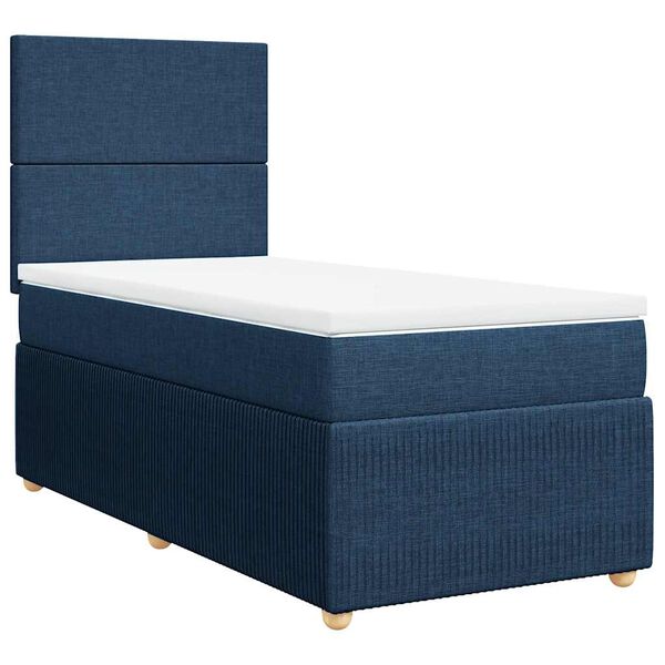 vidaXL Boxspringbett mit Matratze Blau 90x190 cm Stoff