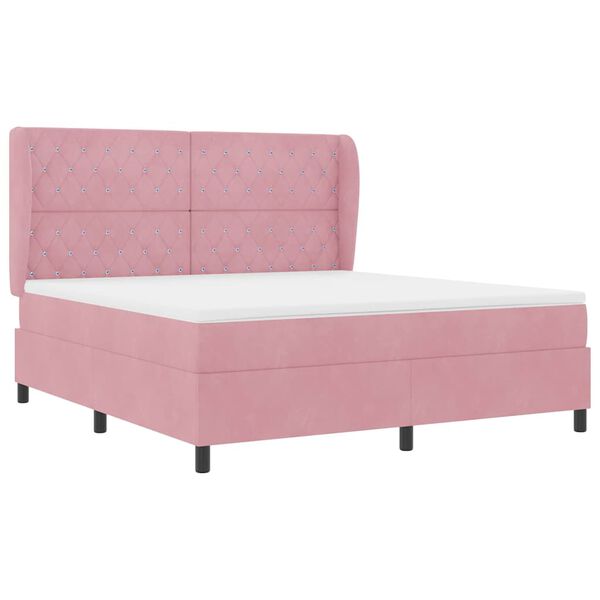 vidaXL Boxspringbett mit Matratze Rosa 200 x 180 cm Polyester
