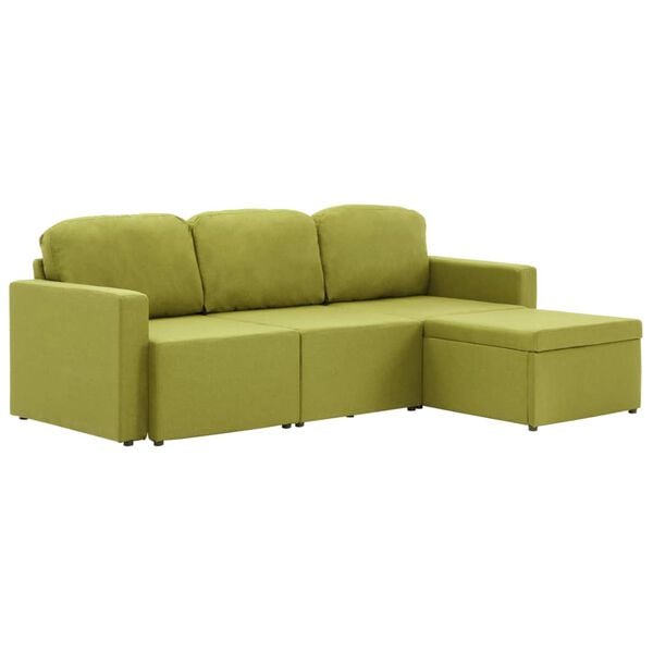 vidaXL Modulares 3-Sitzer-Schlafsofa Gr&uuml;n Stoff