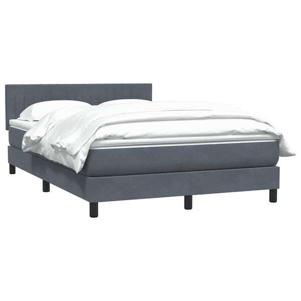vidaXL Boxspringbett mit Matratze Dunkelgrau 140x210 cm Samt