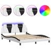 vidaXL Bettgestell Viana mit LED ohne Matratze Wei&szlig;&Schwarz 160x200cm