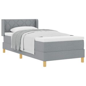 vidaXL Boxspringbett mit Matratze Hellgrau 190 x 90 cm Polyester
