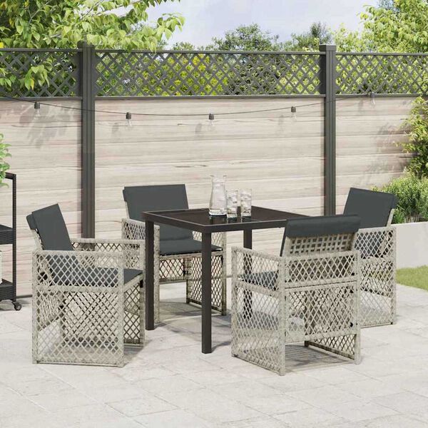 vidaXL Garten Essgruppe 5 pcs Hellgrau Poly-Rattan