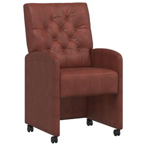 vidaXL Esszimmerst&uuml;hle mit Rollen 2 stk. Kunstleder Gl&auml;nzendes Braun