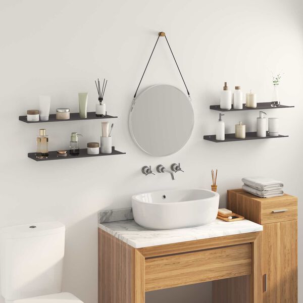 vidaXL Schwebendes Regal 4 pcs Schwarz 60 x 18 x 2,5 cm Stahl