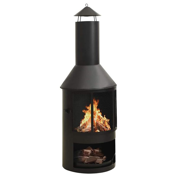 vidaXL Gartenofen mit Rost und Sch&uuml;rhaken 47x47x135,7 cm Stahl