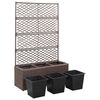 vidaXL Hochbeet mit Rankgitter 3 Töpfe 83×30×130cm Poly Rattan Braun