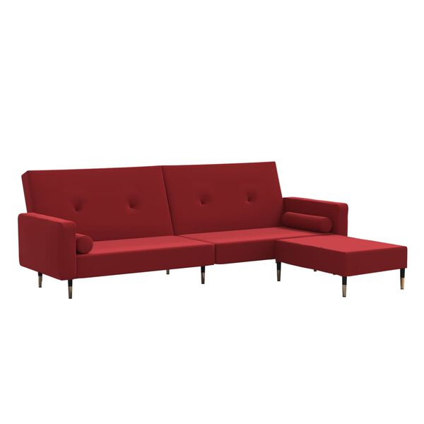 vidaXL Schlafsofa 2-Sitzer mit Hocker Weinrot Samt