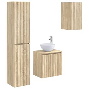 vidaXL Badezimmerm&ouml;bel-Set 3 stk. Sonoma-Eiche 33 x 34,5 x 160 cm