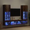 vidaXL TV Wand Einheiten mit LED mit LED 5 pcs Altholz Holzwerkstoff