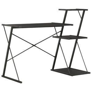 vidaXL Schreibtisch mit Regal Schwarz 116&times;50&times;93 cm