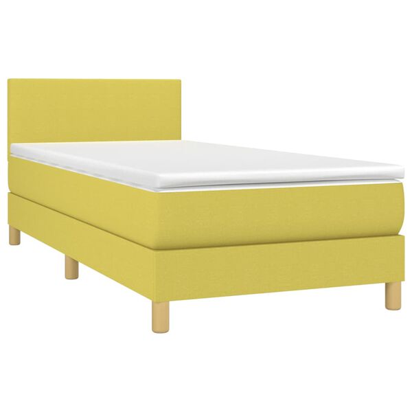 vidaXL Boxspringbett mit Matratze & LED Gr&uuml;n 90x200 cm Stoff