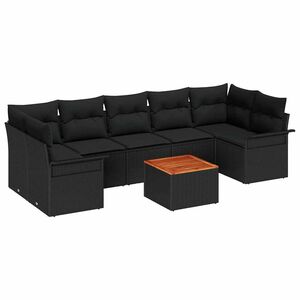 vidaXL Gartensofa-set 8 stk. 7-Sitzanzahl Schwarz Poly-Rattan