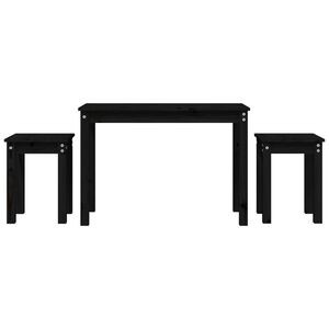vidaXL Satztische 3 Stk. Schwarz Massivholz Kiefer