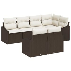 vidaXL Gartensofa-set mit Kissen 7 pcs Braun und Wei&szlig; Poly-Rattan