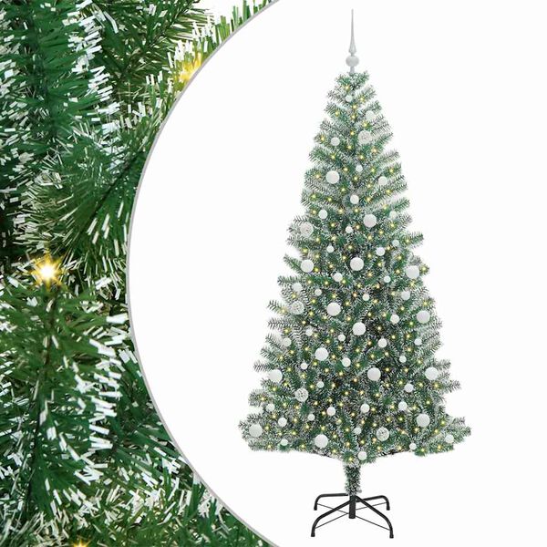 vidaXL K&uuml;nstlicher Weihnachtsbaum beschneit mit LED Licht 210 cm