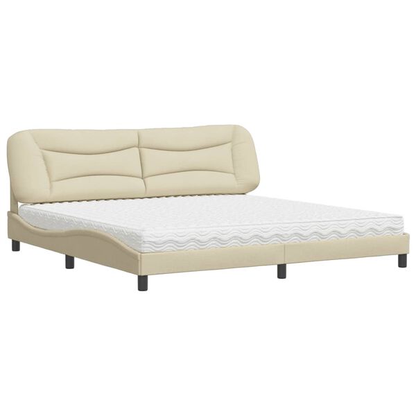 vidaXL Bett mit Matratze "Hvar" Creme 200x200 cm Stoff