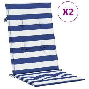 vidaXL Hochlehner-Auflagen 2 Stk. Blau & Wei&szlig; Gestreift Stoff