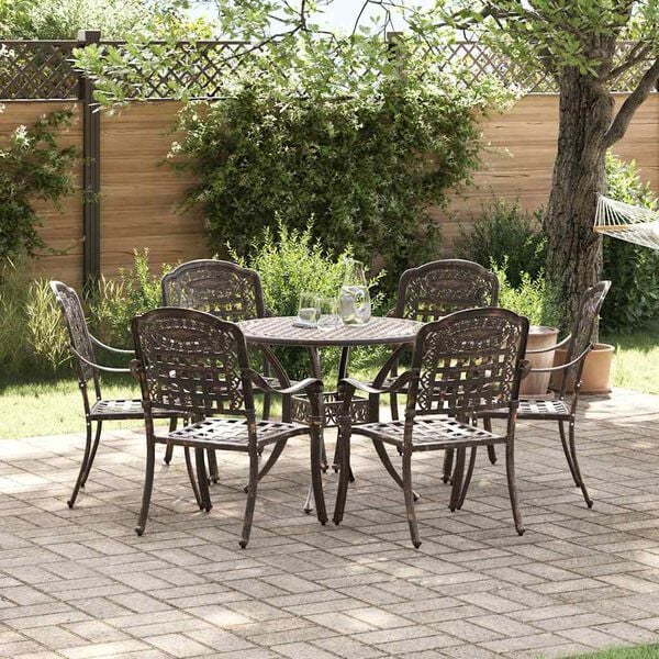 vidaXL Garten Essgruppe 7 pcs Bronze Aluminium