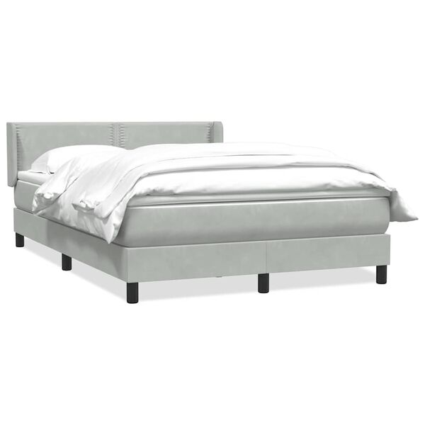 vidaXL Boxspringbett mit Matratze Hellgrau 160x220 cm Samt
