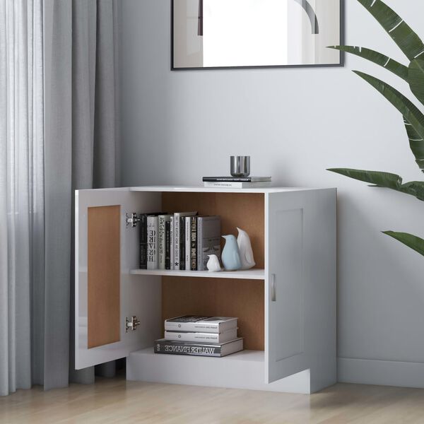 vidaXL B&uuml;cherschrank Hochglanz-Wei&szlig; 82,5x30,5x80 cm Holzwerkstoff