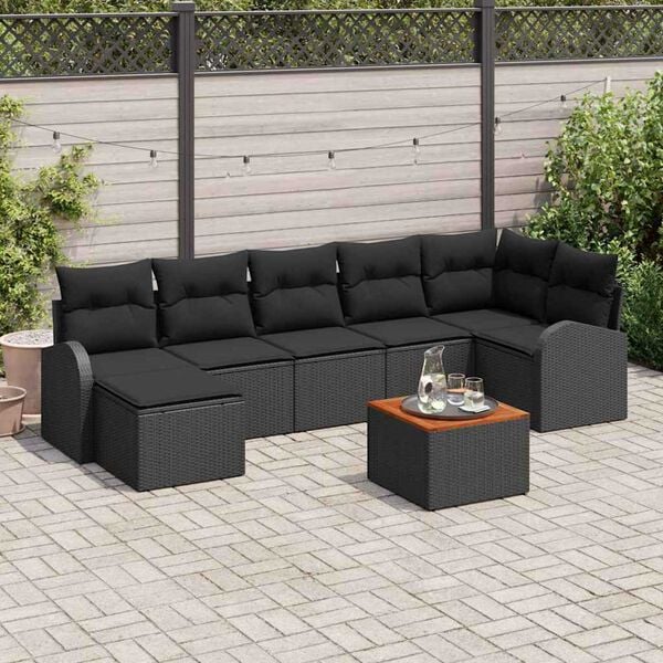 vidaXL Gartensofa-set mit Speicher 8 pcs Schwarz Poly-Rattan