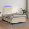 vidaXL Boxspringbett mit Matratze & LED Creme 120x200 cm Kunstleder