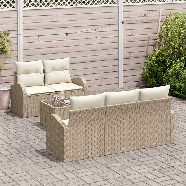 vidaXL Gartensofa-set Beige 55 x 55 x 37 cm Poly-Rattan