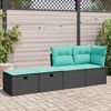 vidaXL 2-tlg. Garten-Sofagarnitur mit Kissen Schwarz Poly Rattan