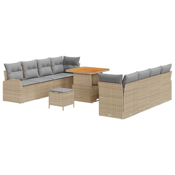 vidaXL Garten-Sofa-Set mit Kissen mit Kissen 11 pcs Beige und Hellgrau