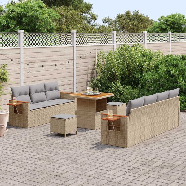 vidaXL Gartensofa-set mit Kissen 10 pcs Beige und Hellgrau