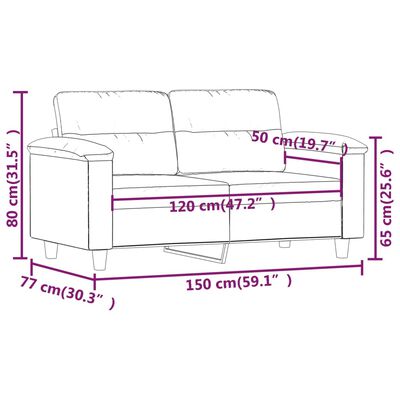vidaXL 2-Sitzer-Sofa Hellgrau 120 cm Mikrofasergewebe