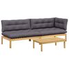 vidaXL 3 St&uuml;ck Garten Pallet Sofa Einheiten Massivholz Akazie