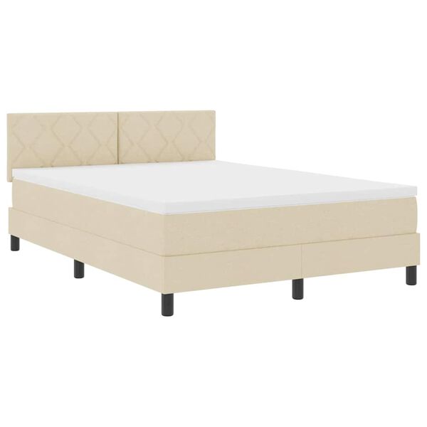 vidaXL Boxspringbett mit Matratze Creme 160 x 200 cm Stoff