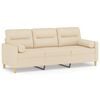 vidaXL 3-Sitzer-Sofa mit Zierkissen Creme 180 cm Stoff
