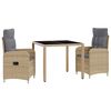vidaXL Outdoortisch-Set 3 pcs Beige und Hellgrau 90 x 90 x 75 cm