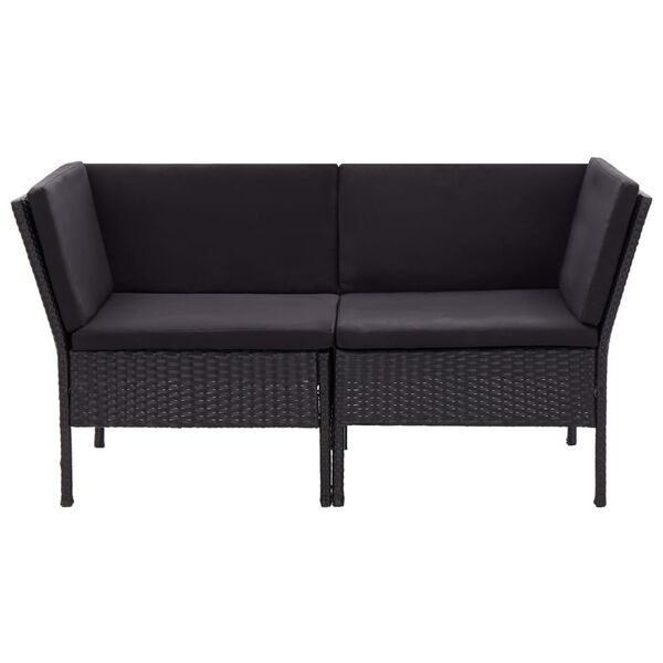 vidaXL 8-tlg. Garten-Lounge-Set mit Auflagen Poly Rattan Schwarz
