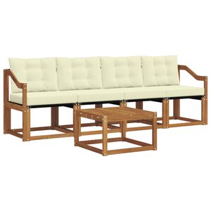 vidaXL Outdoor-Sofagarnitur mit Kissen 5 pcs Natur und Creme