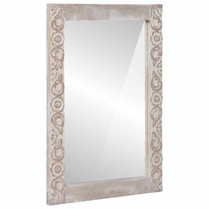 vidaXL Badezimmer Spiegel Wei&szlig; 70 x 50 x 2,5 cm Massivholz Mango
