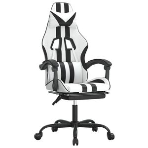 vidaXL Gaming-Stuhl mit Fu&szlig;st&uuml;tze Drehbar Wei&szlig; & Schwarz Kunstleder
